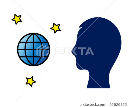 人、地球和星星圖標、太空人、夜間交流 93626853