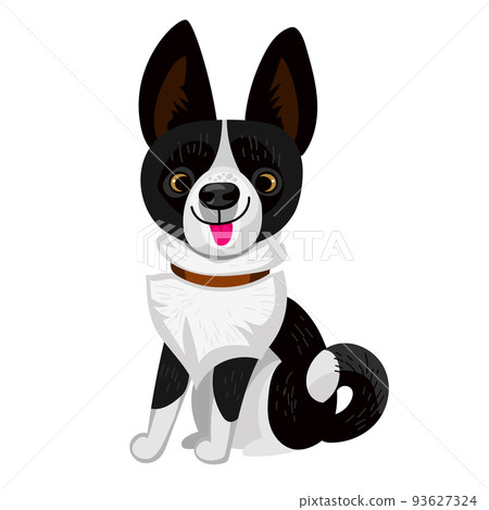 Vector cartoon cute funny dog. Breed karelian bear dog Vector cartoon cute funny dog. Breed karelian bear dog 93627324
