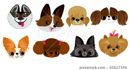 Set of heads of cartoon dogs Set of heads of cartoon dogs 93627349