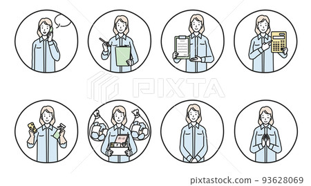 Various female workers for organizing belongings Various female workers for organizing belongings 93628069