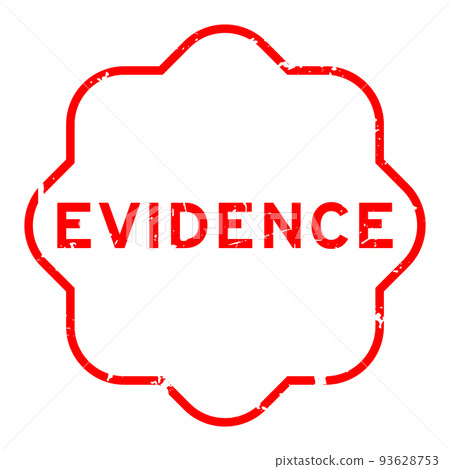 Grunge red evidence word rubber seal stamp on white background 93628753