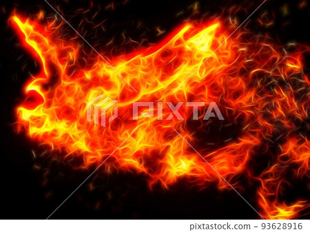 一隻火鳥在夜空中扑騰的剪影插圖 93628916