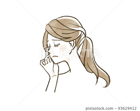 手放在臉頰上的憂心忡忡的女人 手放在臉頰上的憂心忡忡的女人 93629412