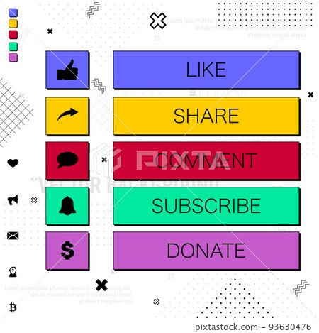 Abstract modern geometric social media buttons 93630476