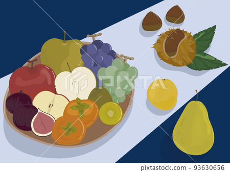 Vector illustration of assorted autumn fruits 93630656