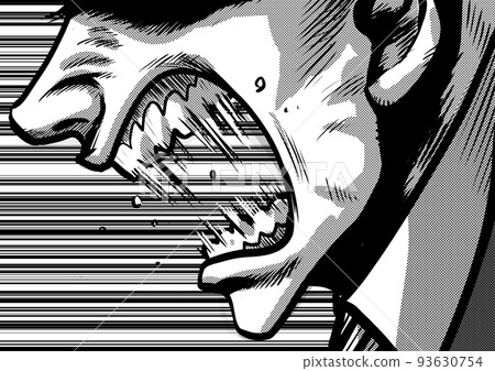 Manga graphic style illustration of a shouting man's profile Manga graphic style illustration of a shouting man's profile 93630754