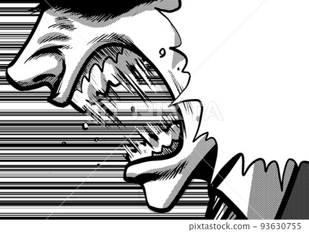 Manga graphic style illustration of a shouting man's profile Manga graphic style illustration of a shouting man's profile 93630755