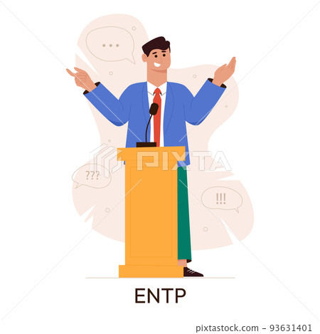 MBTI person types concept. Socionics mbti. Personality test. Debater character. Flat vector illustration MBTI person types concept. Socionics mbti. Personality test. Debater character. Flat vector illustration 93631401