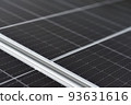 Rooftop solar power system. Black solar panels, close up view 93631616