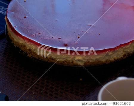 Cold cheesecake ready to eat on the table Cold cheesecake ready to eat on the table 93631662