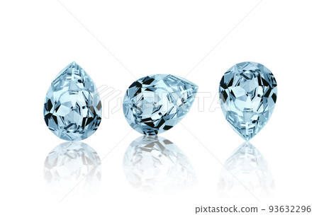 macro stone mineral faceted aquamarine on a white background close-up 93632296