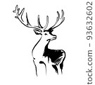 Stag deer sketch vector graphics monochrome black and white drawing 93632602