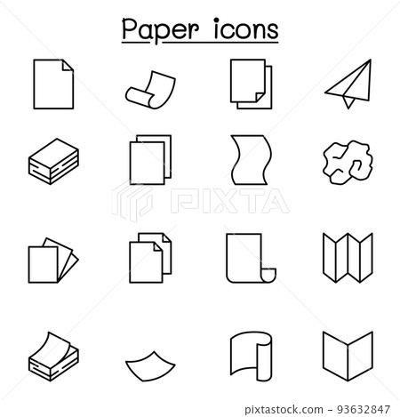Paper icon set in thin line style - Stock Illustration [93632847] - PIXTA