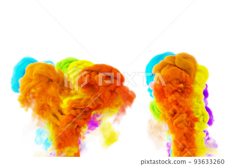 Puffs of magic multicolor smoke. Orange and yellow Puffs of magic multicolor smoke. Orange and yellow 93633260