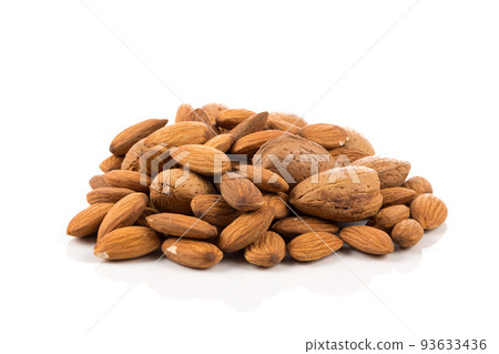 Almonds on a white background 93633436