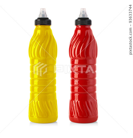 Plastic bottle jar with ketchup and mustard Plastic bottle jar with ketchup and mustard 93633744
