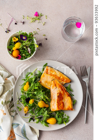 Salad and fried char Salad and fried char 93633992
