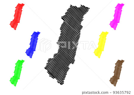 Hualien County (Administrative divisions of Taiwan, Republic of China, ROC, Counties) map vector illustration, scribble sketch Hualien map 93635792