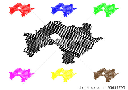 Chiayi County (Administrative divisions of Taiwan, Republic of China, ROC, Counties) map vector illustration, scribble sketch Chiayi map 93635795