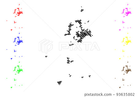 Penghu County (Administrative divisions of Taiwan, Republic of China, ROC, Counties) map vector illustration, scribble sketch Pescadores Islands map 93635802