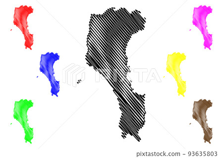 Pingtung County (Administrative divisions of Taiwan, Republic of China, ROC, Counties) map vector illustration, scribble sketch Pingtung map Pingtung County (Administrative divisions of Taiwan, Republic of China, ROC, Counties) map vector illustration, scribble sketch Pingtung map 93635803