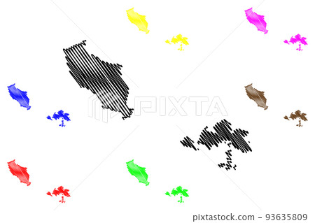 Wuqiu island (Administrative divisions of Taiwan, Republic of China, ROC, Counties) map vector illustration, scribble sketch Wuqiu map 93635809