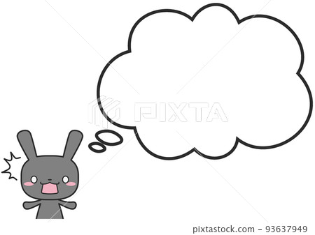 A rabbit with a surprised upper body and a simple fluffy balloon A rabbit with a surprised upper body and a simple fluffy balloon 93637949