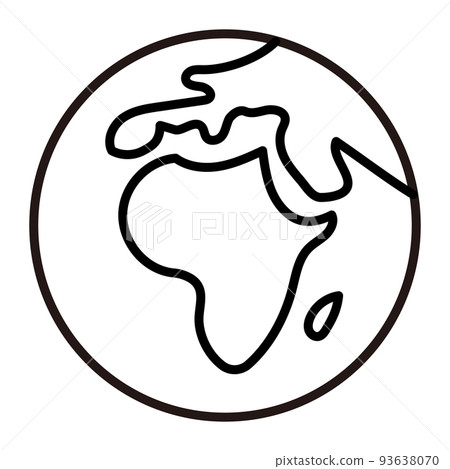 簡化地球，非洲大陸，歐洲，可編輯矢量圖 93638070