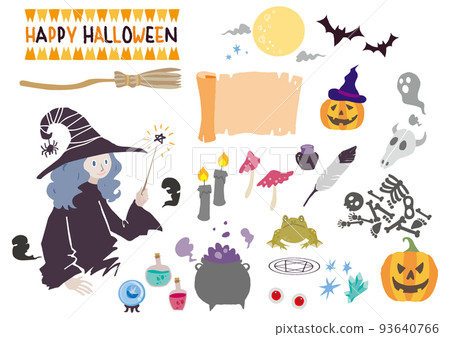 Halloween witch illustration set Halloween witch illustration set 93640766