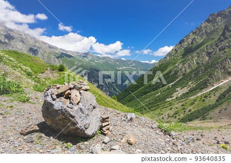High mountain landscape in the Republic of North Ossetia-Alania. 93640835