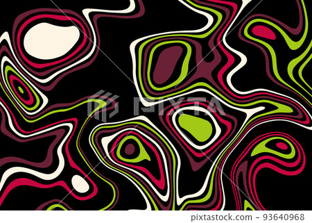 Bright multicolored abstract stain texture design. Modern art of optical illusions. Background with flowing striped spots for poster, flyer, fabric print and presentation Bright multicolored abstract stain texture design. Modern art of optical illusions. Background with flowing striped spots for poster, flyer, fabric print and presentation 93640968
