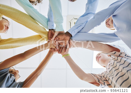 Children Stacking Hands in Circle 93641121