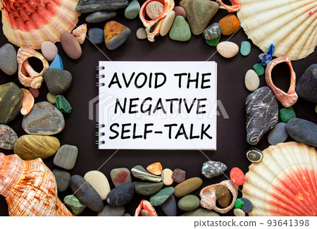 Avoid negative self-talk symbol. Concept words Avoid the negative self-talk on a beautiful black background. Sea stones and seashells. Psychological and Avoid negative self-talk concept. Copy space. Avoid negative self-talk symbol. Concept words Avoid the negative self-talk on a beautiful black background. Sea stones and seashells. Psychological and Avoid negative self-talk concept. Copy space. 93641398