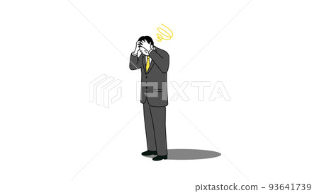 Illustration of a man in a suit holding his head, vector 93641739