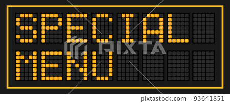 Orange color led banner in word special menu on black background Orange color led banner in word special menu on black background 93641851