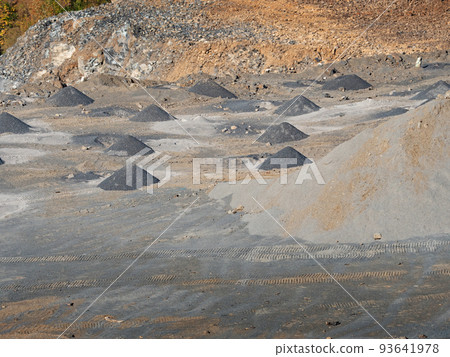 Open clinkstone or phonolite quarry. Black basalt stones mine Open clinkstone or phonolite quarry. Black basalt stones mine 93641978