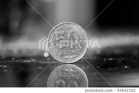 Georgian tetri coins money closeup Georgian tetri coins money closeup 93642382