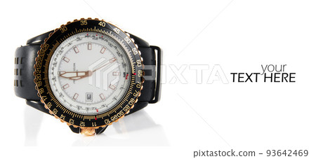 Wristwatch on the white with copy space Wristwatch on the white with copy space 93642469
