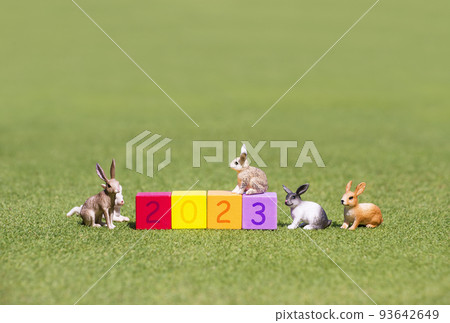 New Year's card material Year of the Rabbit 2023 zodiac image material 93642649
