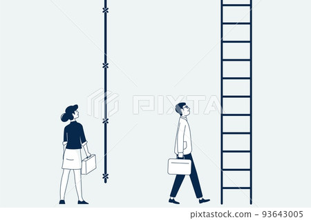 Gender gap, missing equality between woman and man on work. Career, business discrimination concept. Inequality wage and relations recent vector scene 93643005