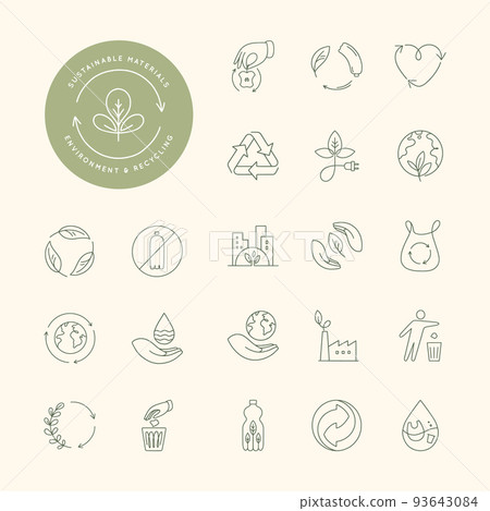 Vector set of design elements, logo design templates, icons, and badges in trendy linear style. Vector set of design elements, logo design templates, icons, and badges in trendy linear style. 93643084