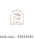Vector logo design with hand and leaves.  93643085