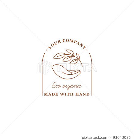 Vector logo design with hand and leaves. Vector logo design with hand and leaves. 93643085
