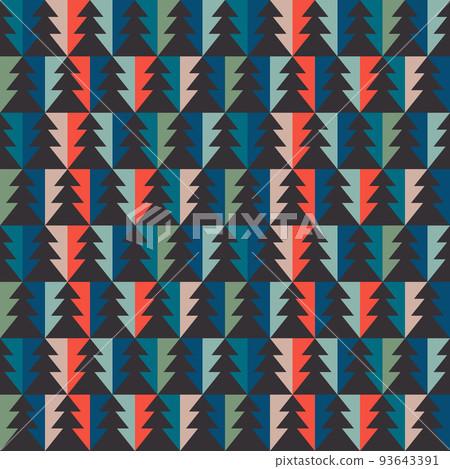 Retro vintage pattern with Christmas trees Retro vintage pattern with Christmas trees 93643391