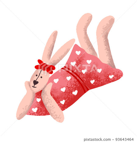 Cute character girl rabbit in red dress 93643464
