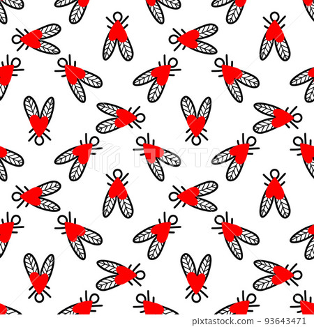 Seamless pattern with flies. Vector illustration 93643471