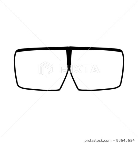 Hand drawn doodle glasses. Vector sketch illustration of black outline eyeglasses, linear icon, sunglasses for print, coloring page, design, logo Hand drawn doodle glasses. Vector sketch illustration of black outline eyeglasses, linear icon, sunglasses for print, coloring page, design, logo 93643684