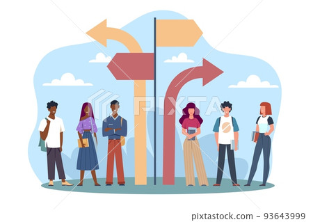 Stereotypical division based on ethnic race. Separation by religion. Minority discrimination, community problem, sorting persons. Vector cartoon flat segregation and racism concept 93643999