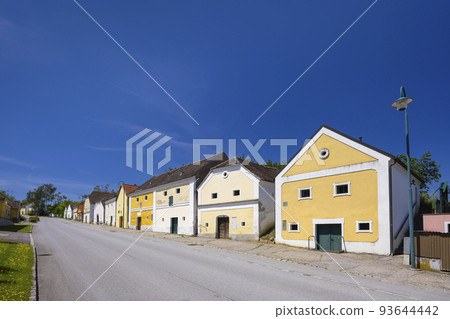 Traditional wine cellars street in Eichenbrunn, Lower Austria, Austria 93644442