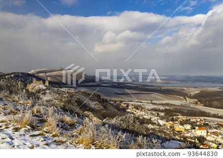 Palava winter landscape with Sirotci hradek ruins, Southern Moravia, Czech Republic Palava winter landscape with Sirotci hradek ruins, Southern Moravia, Czech Republic 93644830